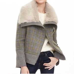Banana Republic Grey Faux Fur Collar Moto Jacket S